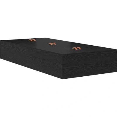 Image of vidaXL Storage Bed Frame Black Oak 75x190 cm Engineered Wood