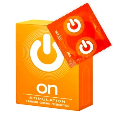Image of ON Stimulating Condoms I 54mm Wide 3 Pack Premium Textured Wall Thickness 0.07mm Vegan for Men