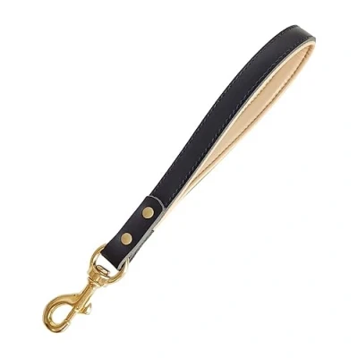 Image of Short Dog Leash,Leather Traffic Lead with 360 Rotation Buckle for Medium Large Dogs Training Walking Outdoor
