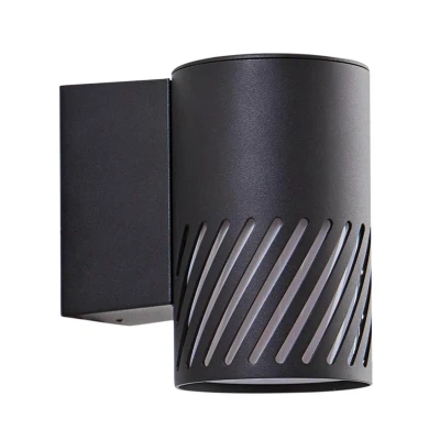 Image of Lindby outdoor wall light Lurinda, 1 bulb, black, aluminium, Ø10cm