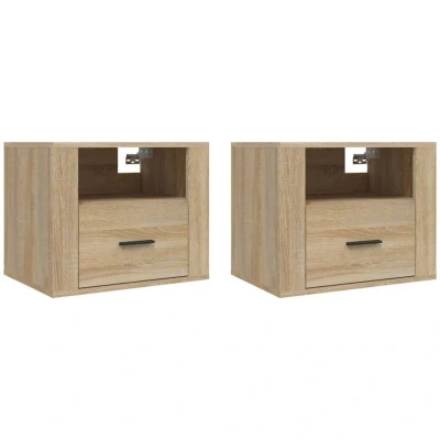 Image of vidaXL Wall mounted Bedside Cabinets 2 pcs Sonoma Oak 50x36x40 cm