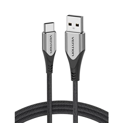 Image of VENTION USB C Charger Cable 0.5M 60W, Nylon Braided Fast Charging Compatible with PS5 Controller, Xbox Kindle Paperwhite Fire Tablets, iPhone 16/15, Google Pixel 9/8/7