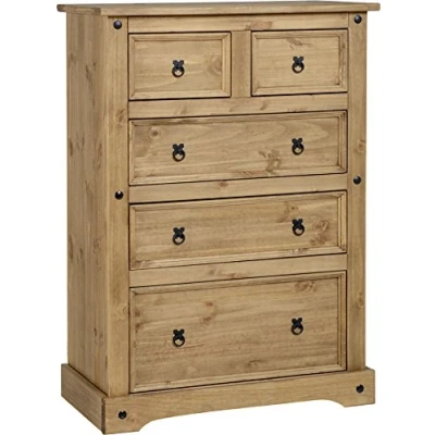 Image of Seconique Corona 3+2 Drawer Chest in Distressed Waxed Pine