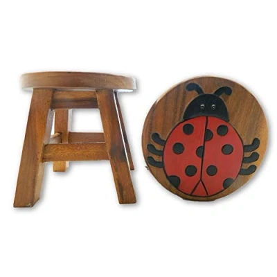 Image of Thai Gifts Childrens Wooden Stool Ladybird