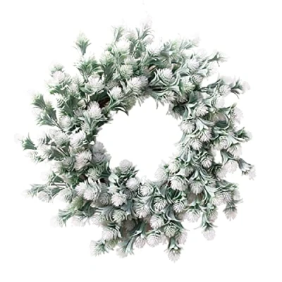 Image of QYLJZB 18Inch Lavender Wreath for Front Door, Artificial Wreaths White Decorative Door Farmhouse Wall Window Party Wedding Decor