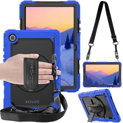 Image of TECHGEAR UTILITY Case fits Samsung Galaxy Tab A7 10.4&quot; (SM T500 / T503 T505 T509) Tough Rugged HEAVY DUTY Armour Shockproof Impact with 360 Rotating Stand, Hand &amp; Shoulder Strap Blue
