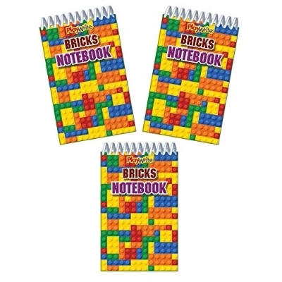 Image of 12 x Bricks Spiral Notebook Party bag fillers 3 Designs