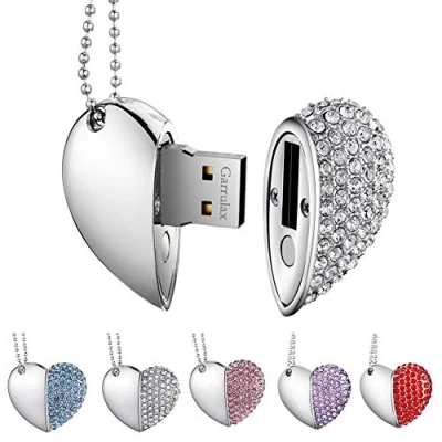 Image of Garrulax USB Flash Drives, Premium Heart Diamond High Speed 2.0 Data Storage Drive Memory Pen Stick Disk Pendrive