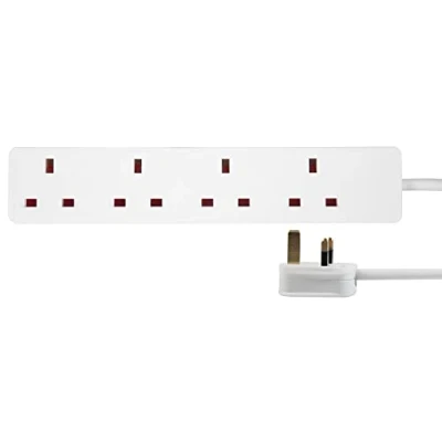 Image of PRO ELEC PELB1993 Mains Extension Lead, 4 Gang, 7.5m, White