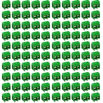 Image of RUNCCI YUN100Pcs 2 Pin 5 mm PCB Mount Screw Terminal Block Connector 300V 10A (Green)