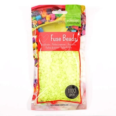 Image of Vaessen Creative Fuse Beads, Glow Green, Set of 1100 Pieces for DIY Crafts with Kids, Making Jewelry, Homemade Decorations and Other Crafty Ideas, 5mm