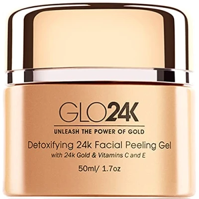 Image of GLO24K Facial Peeling Gel with 24k Gold, Anti Aging Formula Vitamins C and E