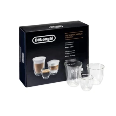 Image of De&#039;Longhi 5513296671 DLSC302 Delonghi Fancy Box 6er Set Thermo Glasses, Clear, 1L