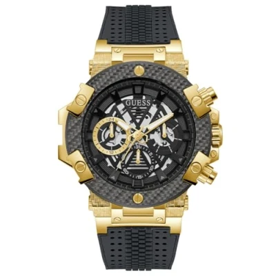 Image of GUESS Men Analog Quartz Watch with Leather Strap GW0486G2