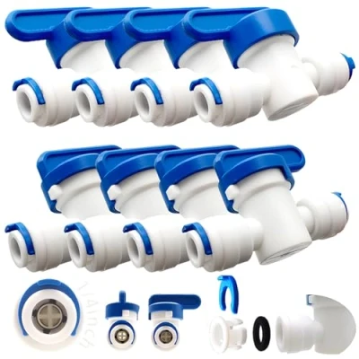 Image of CESFONJER 1/4&quot; Inline Tap/Shut Off Valve/Isolation Valve for Fridge Freezer/Reverse Osmosis Water Filter System Pipe Tubing (8 Pcs)