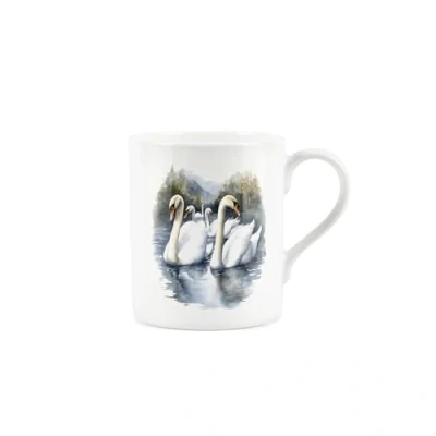 Image of 12 Days of Christmas Mug Xmas Festive Swans Swimming Gift Small Bone China White Coffee/Tea Present