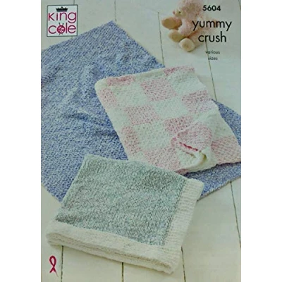 Image of KING COLE Yummy Crush Knitting Pattern 5604 Blankets
