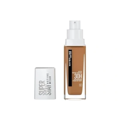 Image of Maybelline New York Super Stay Active Wear, waterproof foundation with high coverage, long lasting facial make up, colour: No. 60 Caramel, (Medium to Dark), 1 x 30 ml