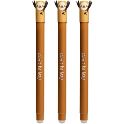 Image of Eberhard Faber 599018 Erasable Sloth Ink Rollerball 3 Animal Erase It Pens Gel Pen Blue 0.7 mm
