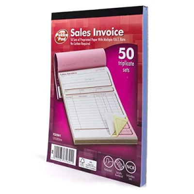 Image of PUKKA PAD NCR TRIPLICATE SALES INVOICE BOOK 137x203mm TCU5841. SINGLE