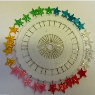 Image of Plastic Headed Extra Long Pins Assorted Colours Stars
