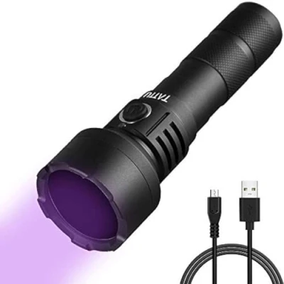 Image of TATTU U2S UV Torch Rechargeable 365nm Black Light Flashlight with ZWB2 Filter, Blacklight 10W Ultraviolet LED Lamp Micro USB Charging Cable