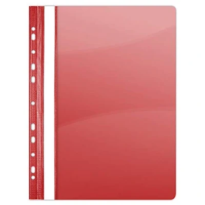 Image of DONAU 1704001PL 04 Plastic File Folder Perforated A4 Red Transparent Durable PVC Hard Crystal Clear Cover Sheet Clamp for Office and School Euro Perforation Pack of 10