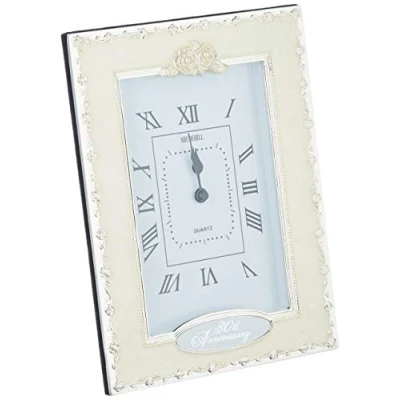 Image of Shudehill 30th Anniversary Pearl Wedding Celebration Quartz Table Clock, 19.5cm x 14.5cm