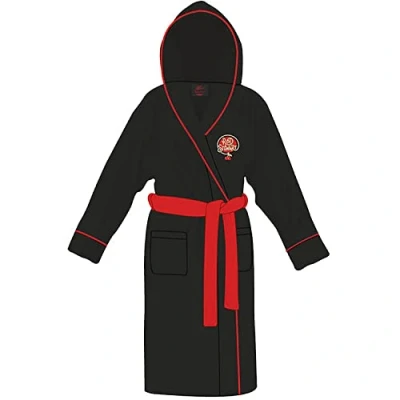 Image of Rod Stewart Bathrobe Cherries Logo Official Black Super Soft Fleece Unisex M
