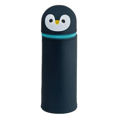 Image of Puckator Adoramals Penguin Silicone Upright Pencil Case School Equipment Stuff Supplies for Girls and Boys University Stationery Kit Cute Storage Pouch Cool Teacher