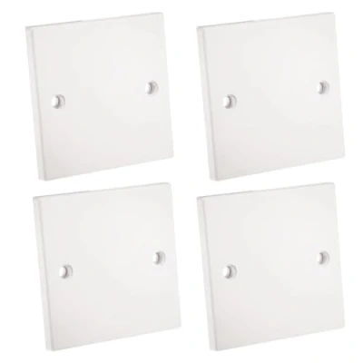 Image of rhinocables Single Electrical Blanking Cover Plate 2 (Two) Gang White Gloss Plastic Finish (4, Single)