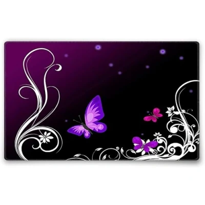 Image of Silent Monsters Mouse Mat Small 24 x 20 cm / 10 8 inches, Pad Design: Purple Butterfly, Stitched Edges, Mousemat for Office and Gaming, Mousepad Non Slip Rubber Base, Desk