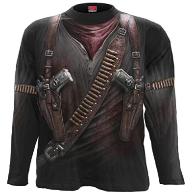 Image of Spiral Holster Wrap Allover Longsleeve T Shirt Black S