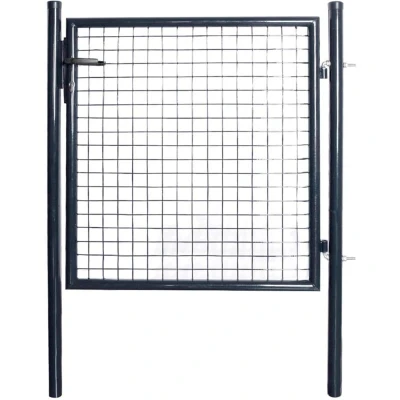 Image of vidaXL Mesh Garden Gate Galvanised Steel 85.5x100 cm Grey
