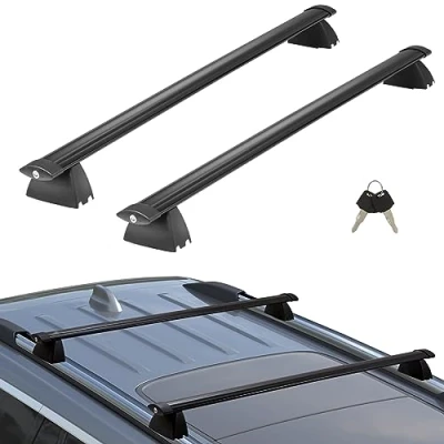 Image of VEVOR Roof Rack Cross Bars, Compatible with 2011 2021 Jeep Grand Cherokee Grooved Side Rails, 200lbs Load Capacity, Aluminum Crossbars Locks, for Rooftop Cargo Carrier Bag Luggage Kayak Bike