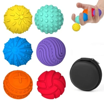 Image of Bambebe Silicone Magnetic Balls Fidget Toys for Adults &amp; Teens, 6PCS Stress Relief Sensory Autism ADHD Anxiety, Fun Textures Gadgets, Office Desk Toy, Stocking Fillers Women Men Teen