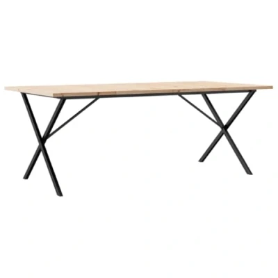 Image of vidaXL Dining Table X Frame 200x100x75.5 cm Solid Wood Pine and Steel