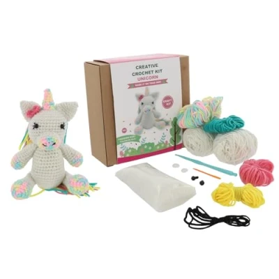 Image of Shudehill Giftware Creative Crochet Kits Fox, Unicorn, Dog, Bee, Cat &amp; More Perfect for Learning or Experienced Crocheters (Unicorn)