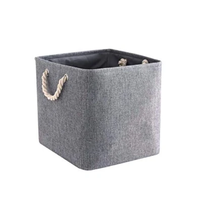Image of Mangata Cube Storage Boxes 28x28x28cm, Fabric Basket for Cupboards, Shelves, Closet, Grey（11 x 11 inch, 1 Pack）