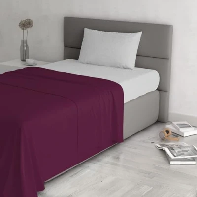 Image of Trend Chic Bed Set 100% Cotton Made in Italy, Single, Plum