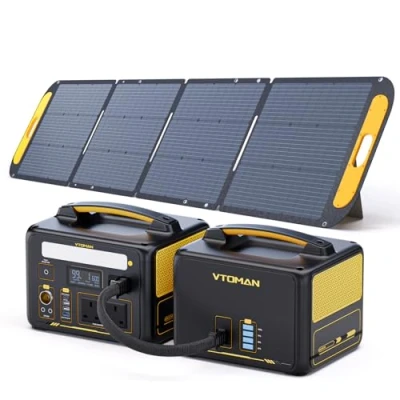 Image of VTOMAN 939Wh Portable Power Station Bundle with Extra Battery &amp; 220W Solar Panel Included Up to 1200W Generator for Home Backup, Off grid, Road Trip, RV, Camping, Fishing, Emergencies