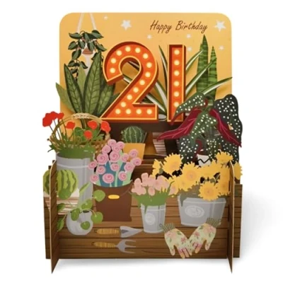 Image of Happy 21st Birthday Flowers 3D Pop Up Greeting Card by Alljoy Cards MN037