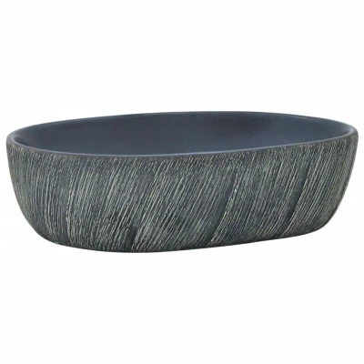 Image of vidaXL Countertop Basin Black and Grey Oval 47x33x13 cm Ceramic
