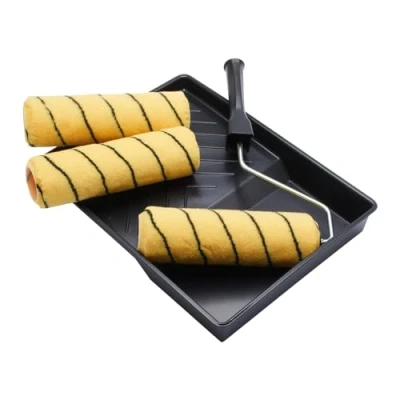 Image of ProDec PRRT025 9 inch x 1.75&quot; 5 piece Triple Medium Pile Woven Paint Roller, Cage Frame and Tray Set for Painting with Emulsion Masonry Paints on Interior Exterior Walls Ceilings, 9&quot;