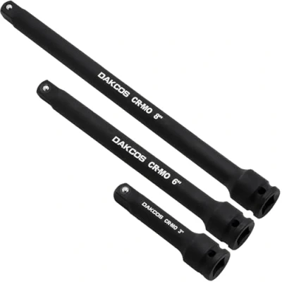 Image of DAKCOS 3/8&quot; Impact Socket Extension Bar Set, 3 Pieces Extensions Tool, CR MO with Black Phosphating
