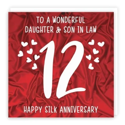 Image of Hunts England Daughter And Son In Law 12th Anniversary Card To A Wonderful &amp; 12 Years Together Happy Silk Iconic Collection