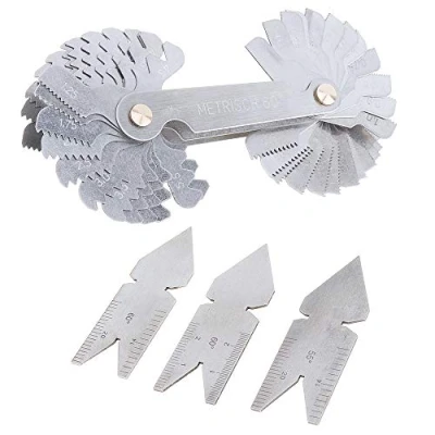 Image of ChgImposs Screw Thread Pitch Cutting Gauge Tool Set, Stainless Steel Centre Gage with 55 Degree Inch System &amp; 60 Metric