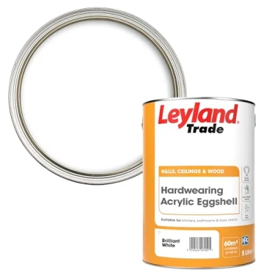 Image of Leyland Trade 264369 Acrylic Eggshell Paint Brilliant White, 5 l (Pack of 1)