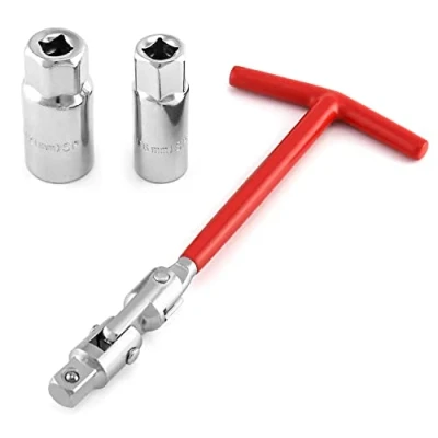 Image of Holoras Spark Plug Socket Wrench Set, T Handle Removal Tool 16mm 21mm (Red)