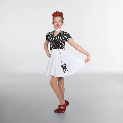 Image of Bristol Novelty CF084 Child&#039;s Poodle Dress, Girls, White/Black, 140 cm
